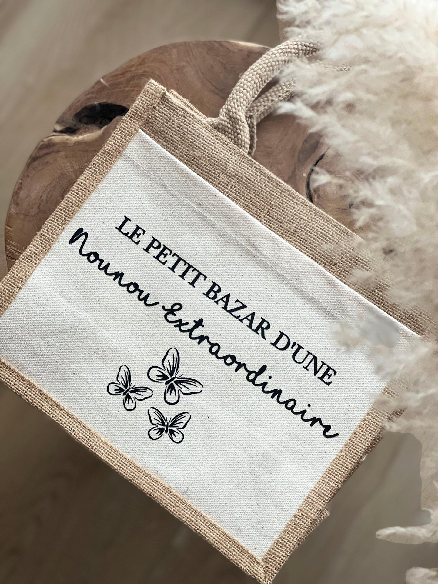 Petit sac en toile de jute personnalisé