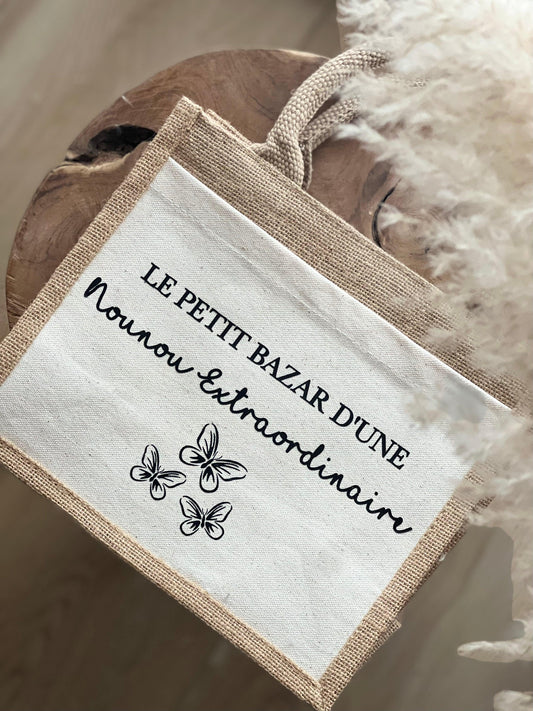 Petit sac en toile de jute personnalisé