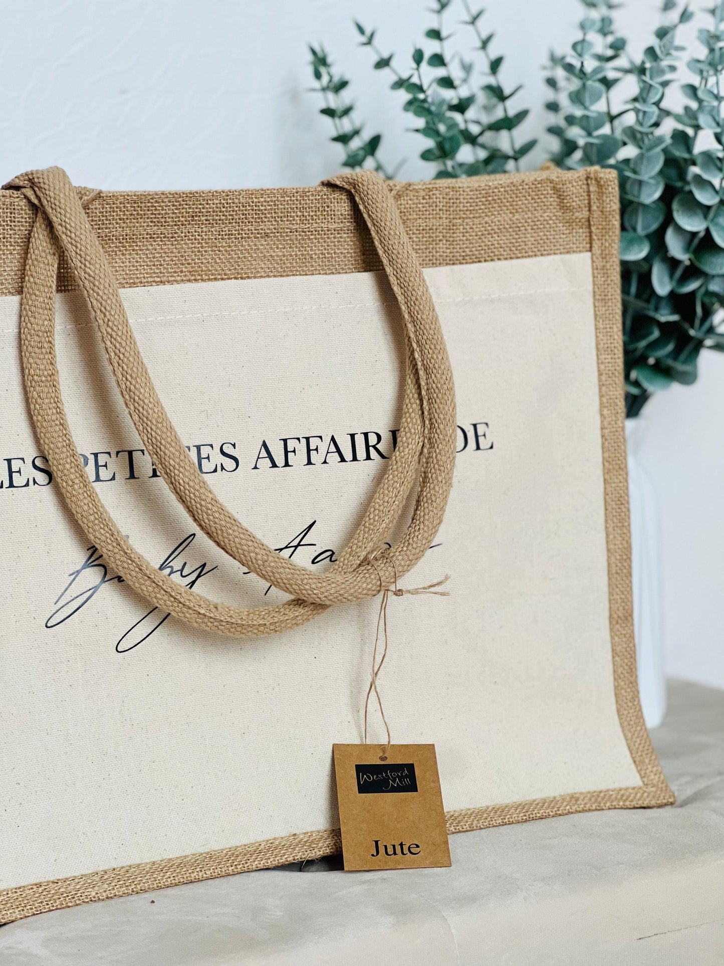Grand sac toile de jute personnalisé