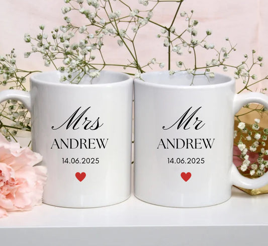 Mug Personnalisé Mariage – Nom de Famille & Date du Mariage