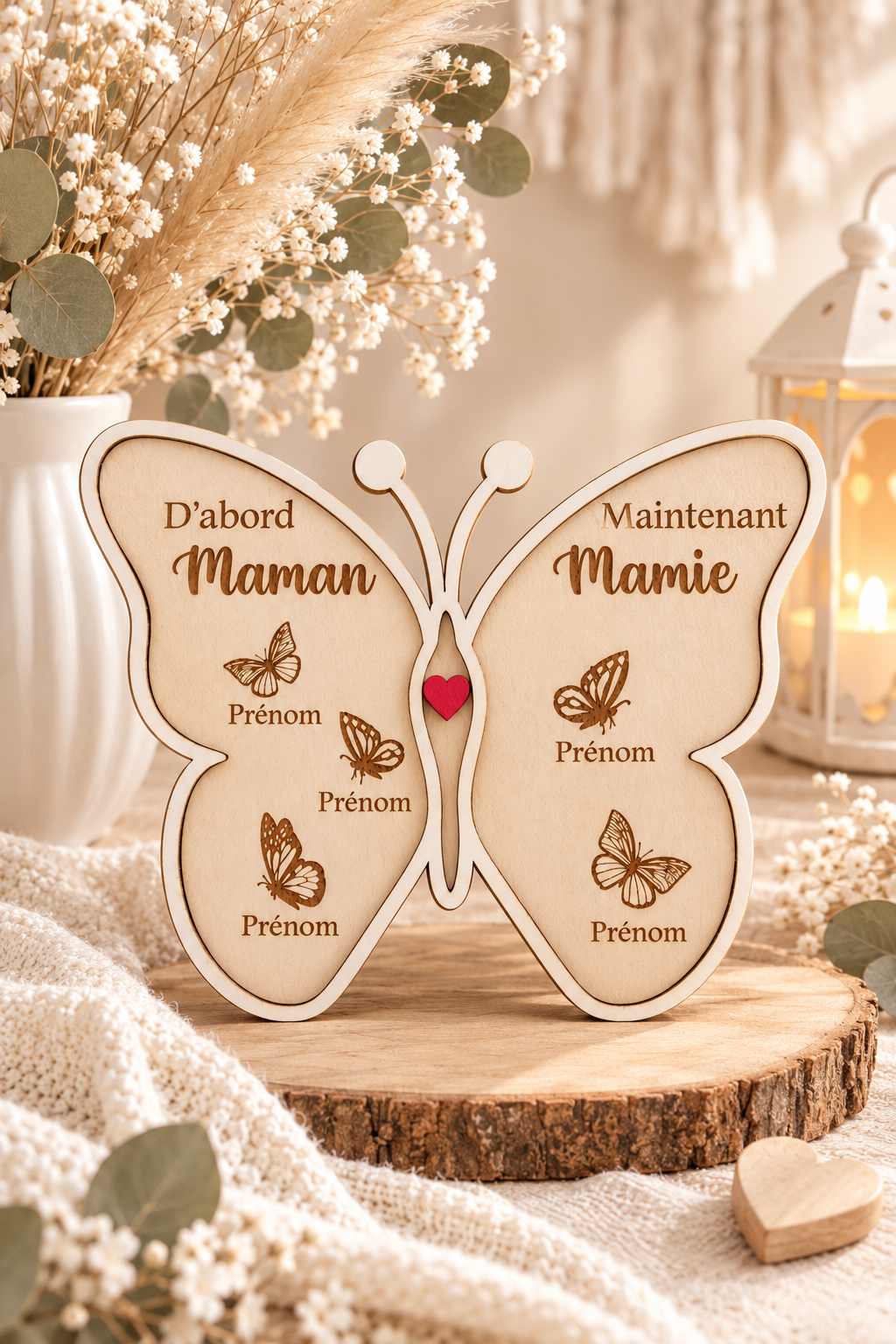đŠ Papillon en bois personnalisĂ© â Dâabord Maman, maintenant Mamie
