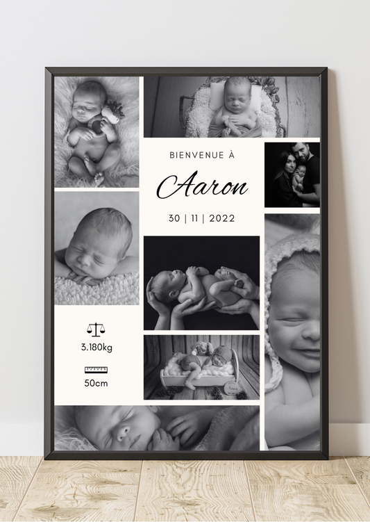 Affiche naissance noir & blanc
