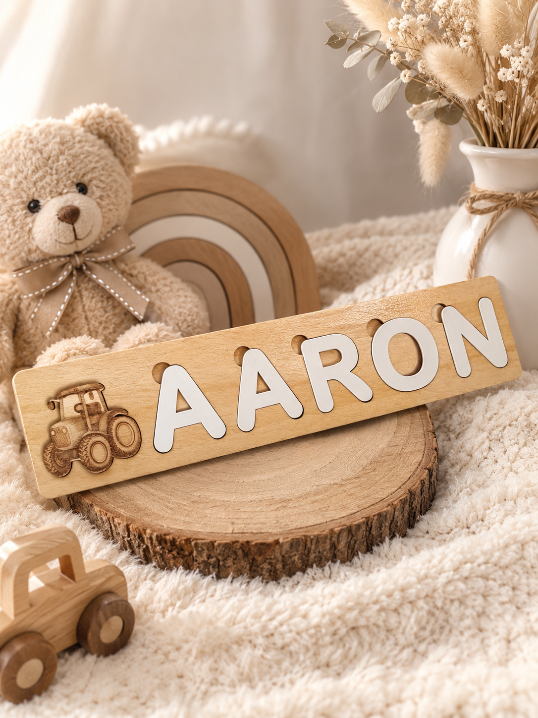Puzzle Prénom Personnalisé en Bois – Cadeau Bébé & Enfant