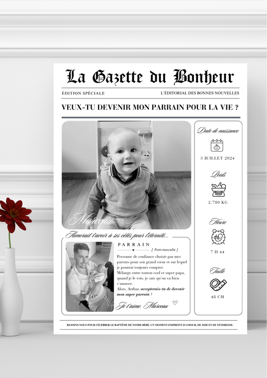 Affiche La Gazette, demande Parrain/Marraine