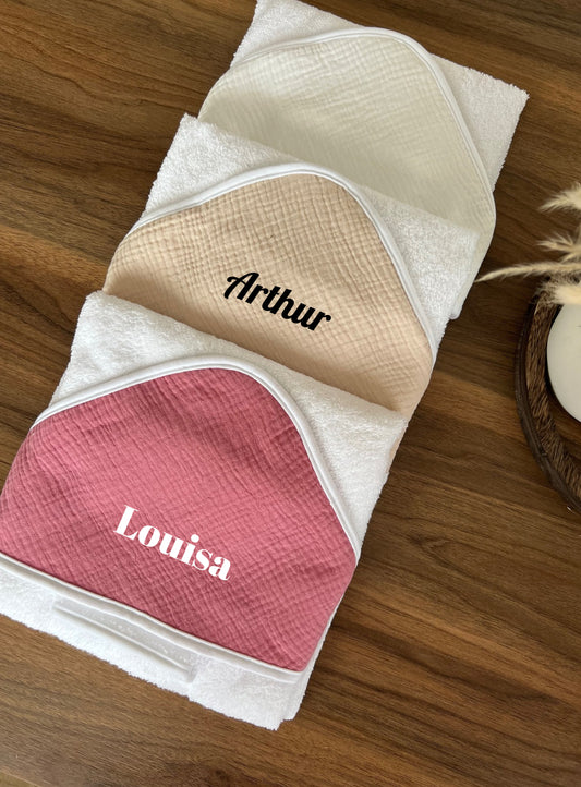 Cape de bain personnalisée en coton – Broderie ou Flocage