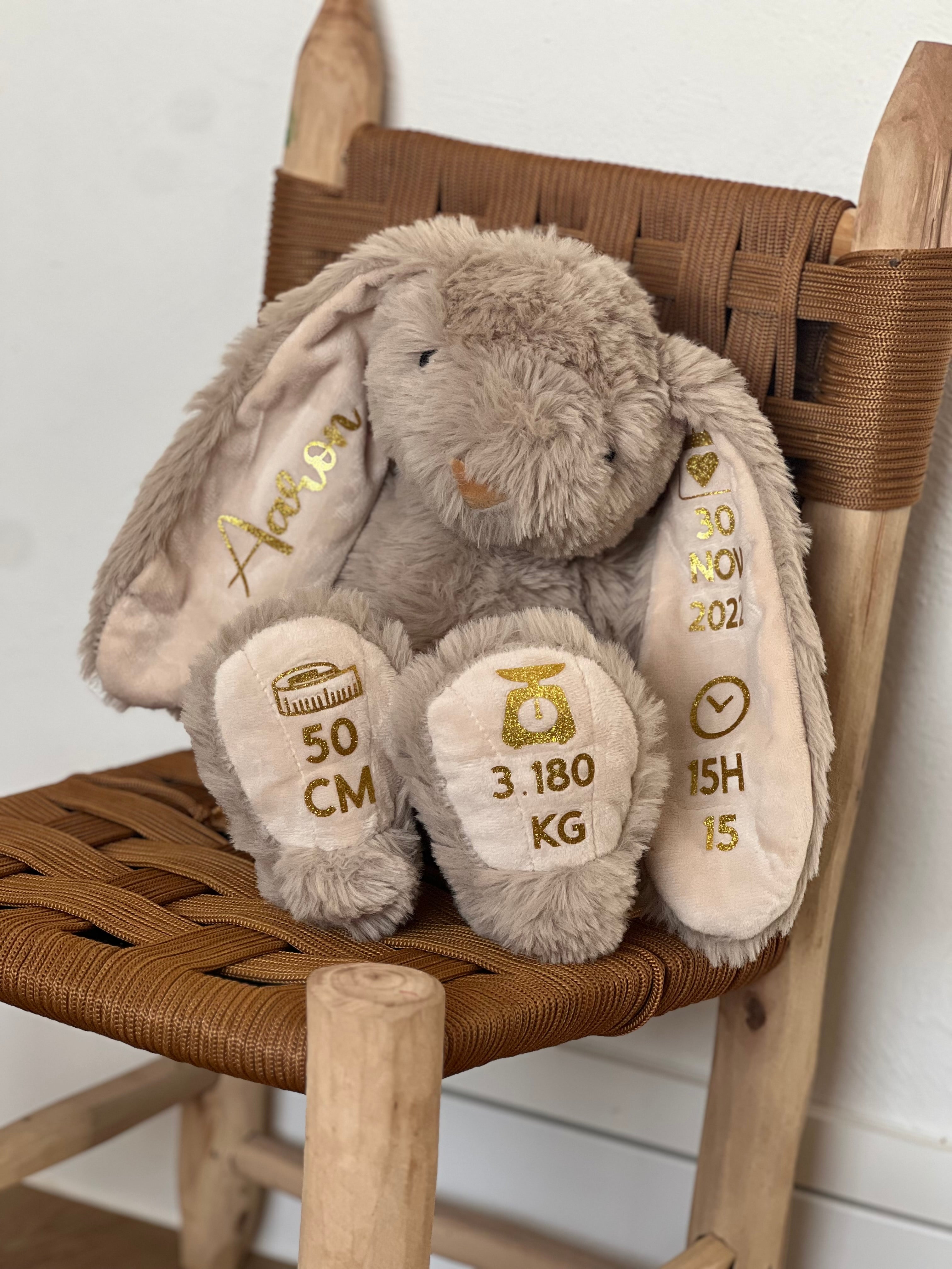 Peluche Lapin Personnalis Naissance JS CREATIONS Peluche Lapin Personnalis Naissance JS CREATIONS