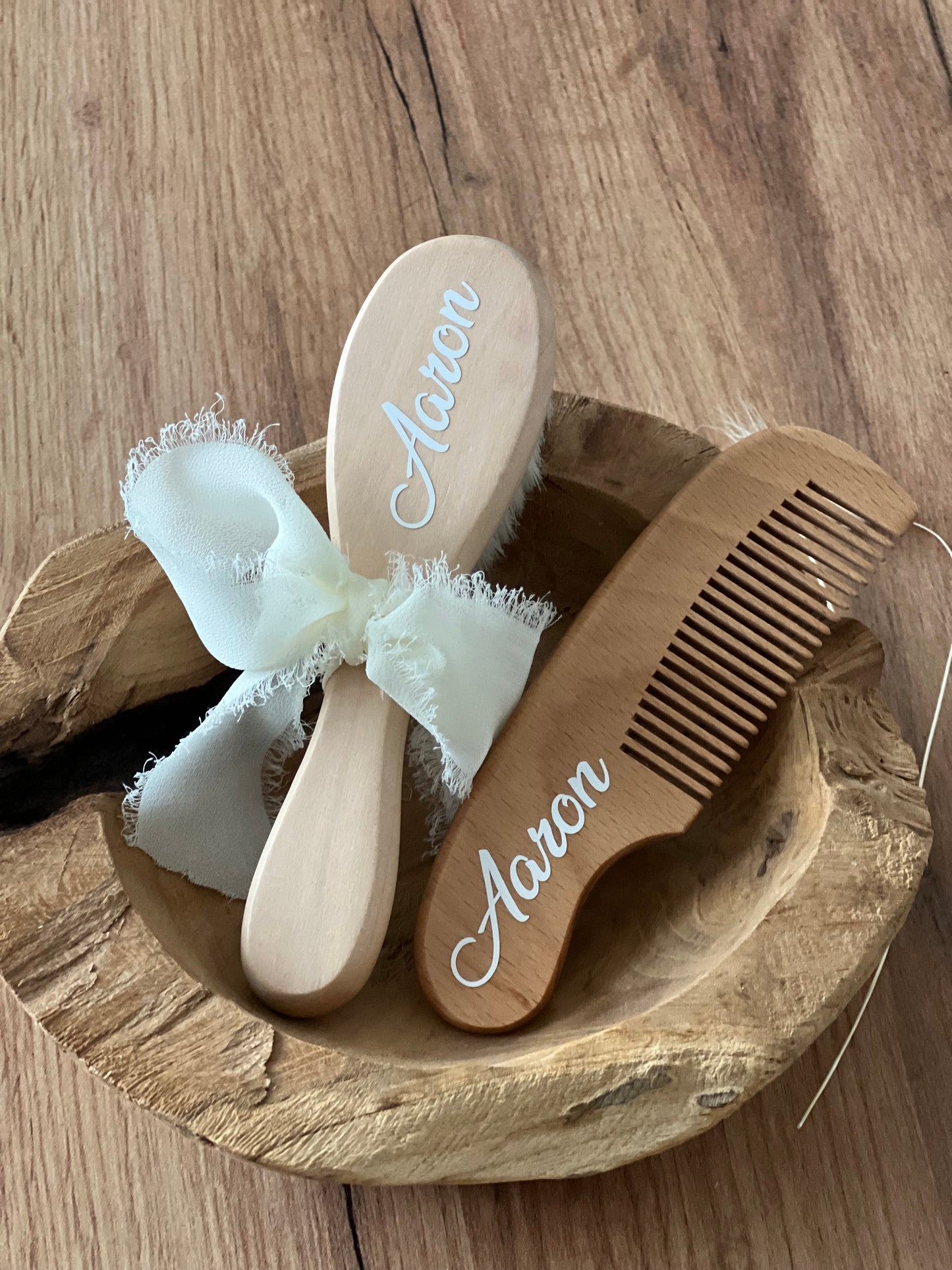 Ensemble brosse à poils et peigne personnalisé pour bébé