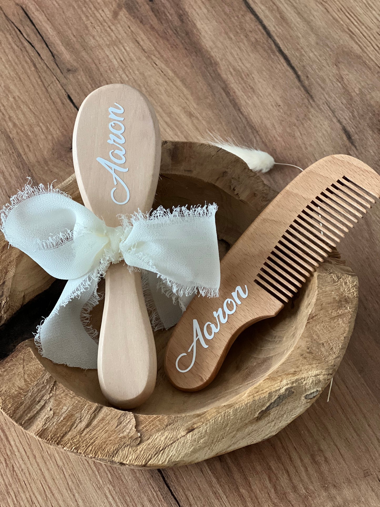 Ensemble brosse à poils et peigne personnalisé pour bébé