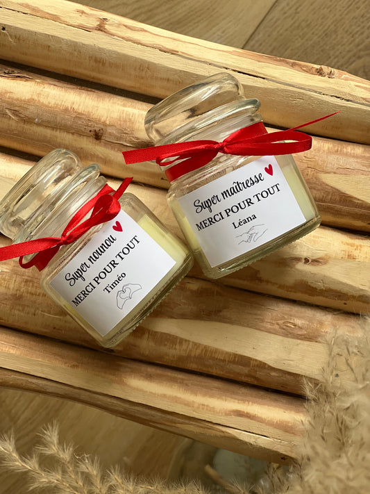 Bougie personnalisée – Cadeau pour Super Maîtresse, Nounou, ATSEM...