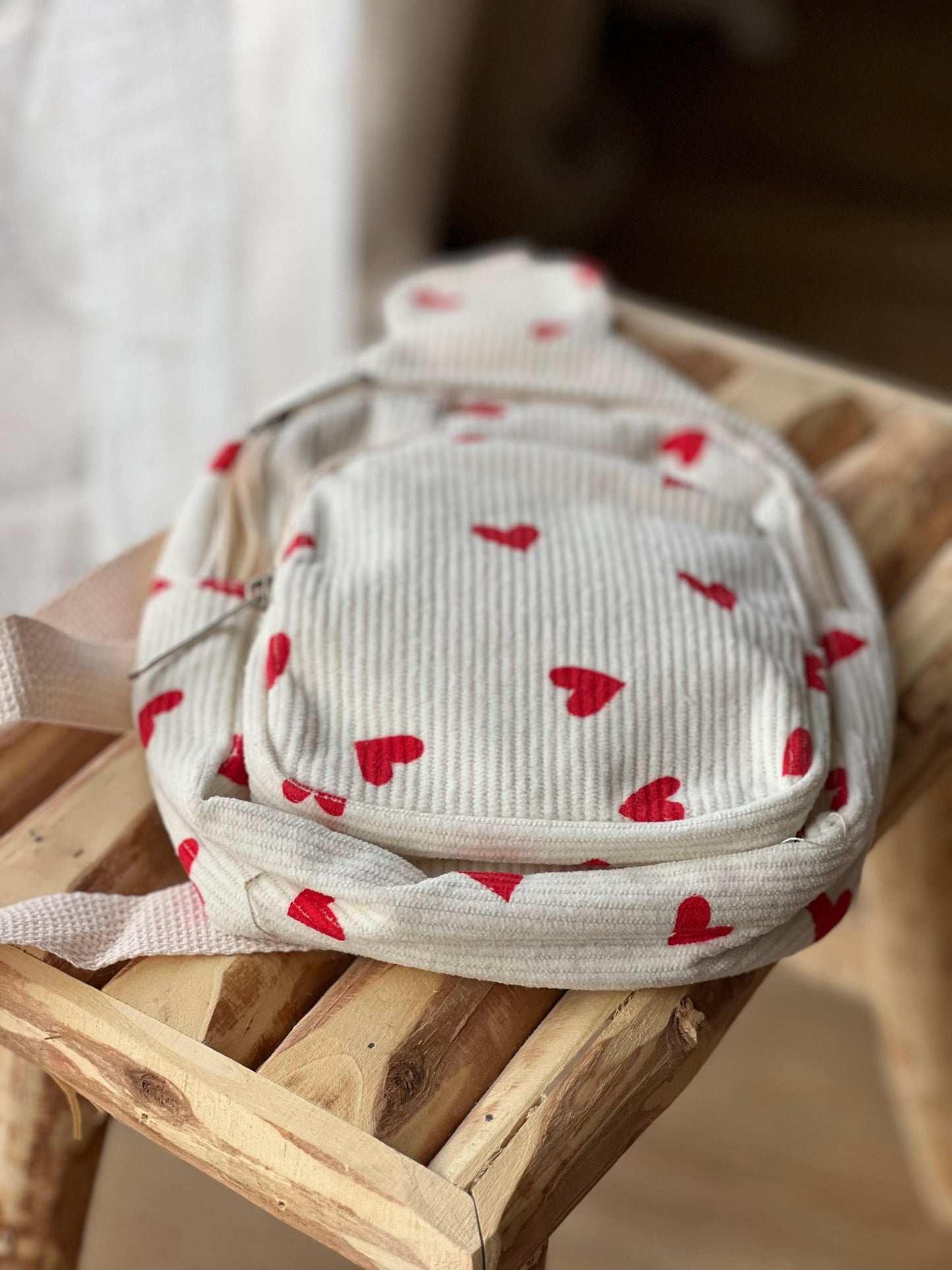 Sac banane velours côtelé motif Coeurs personnalisé
