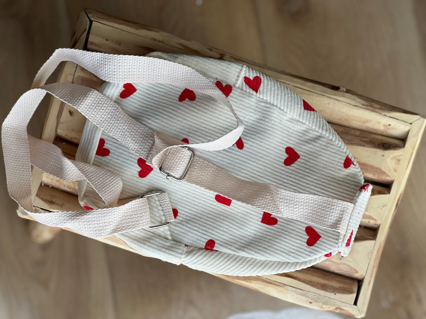 Sac banane velours côtelé motif Coeurs personnalisé