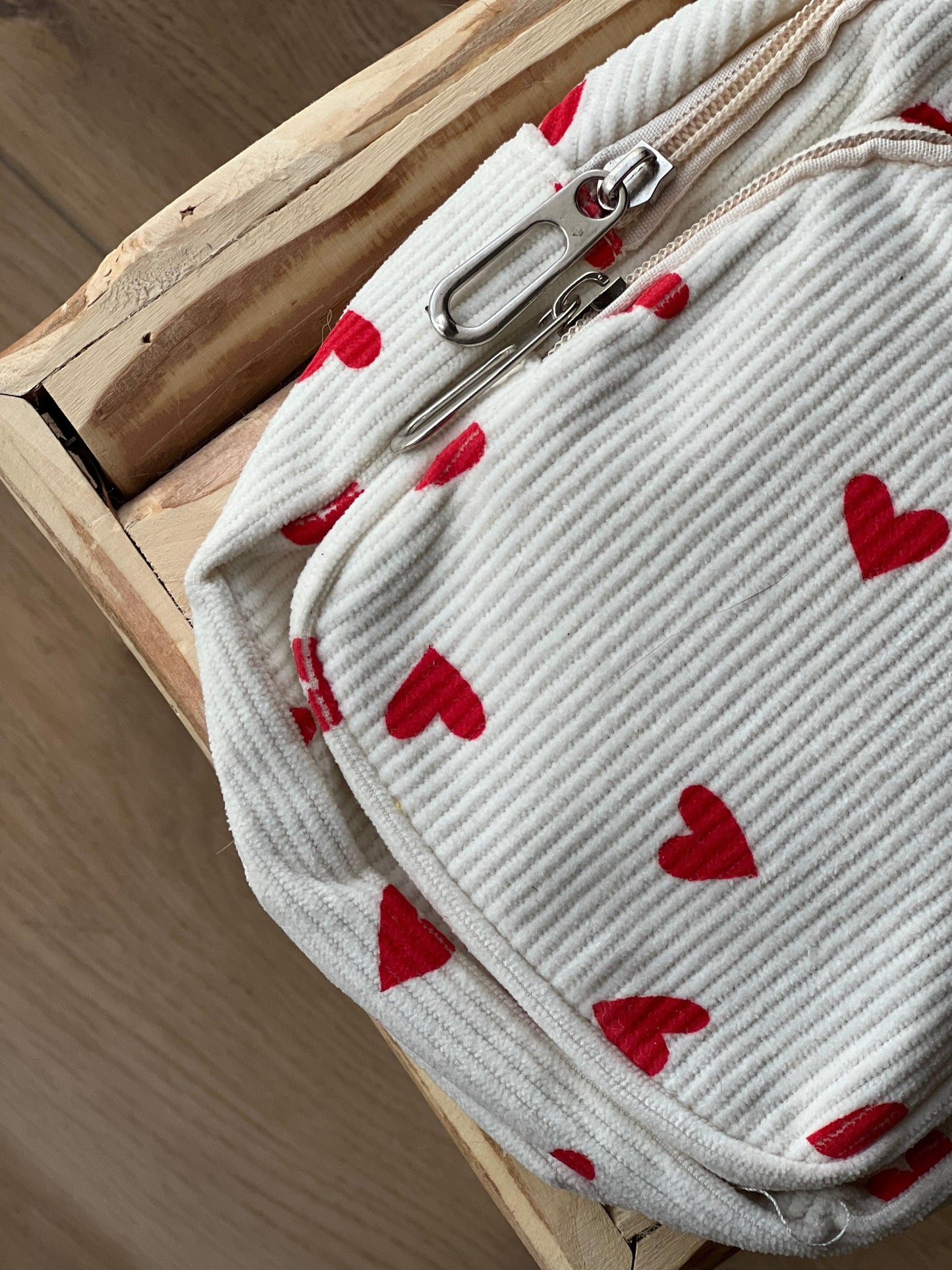 Sac banane velours côtelé motif Coeurs personnalisé
