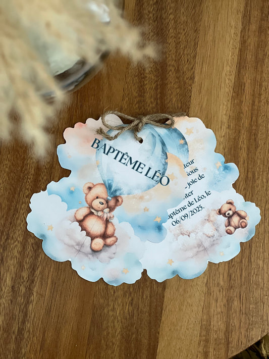 Faire-part sur-mesure avec découpe – Forme au choix (ourson, papillon, nuage…)