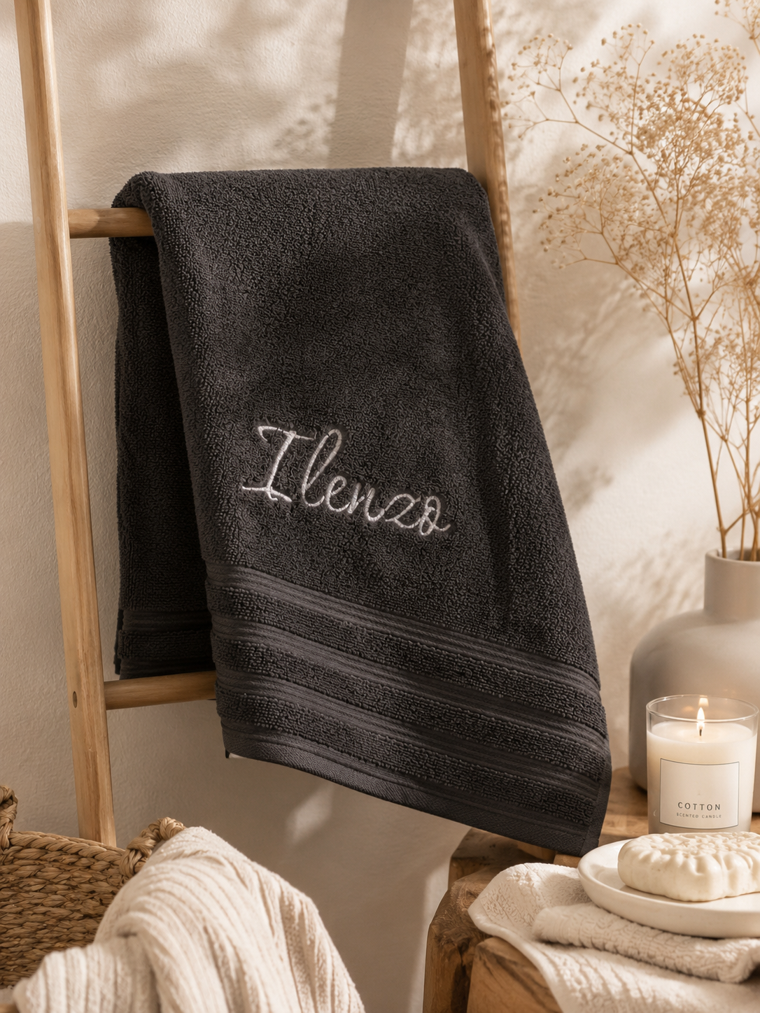 Serviette brodée — Coton Premium 550 GSM | Douceur & Confort Spa