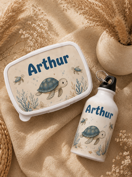 Pack Boîte à Goûter Personnalisée + Gourde Personnalisée