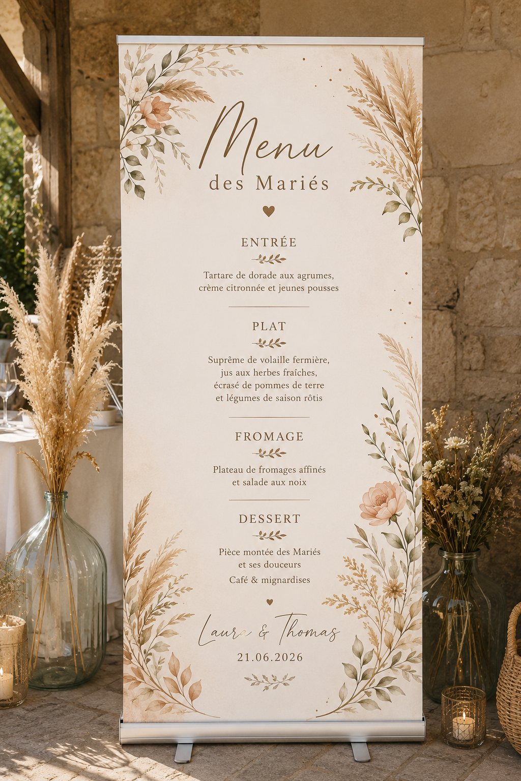 Roll Up personnalisé avec support – Mariage, événement, entreprise – Format 200x85 cm