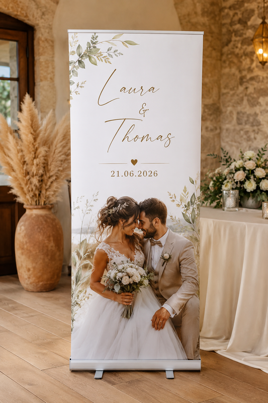 Roll Up personnalisé avec support – Mariage, événement, entreprise – Format 200x85 cm