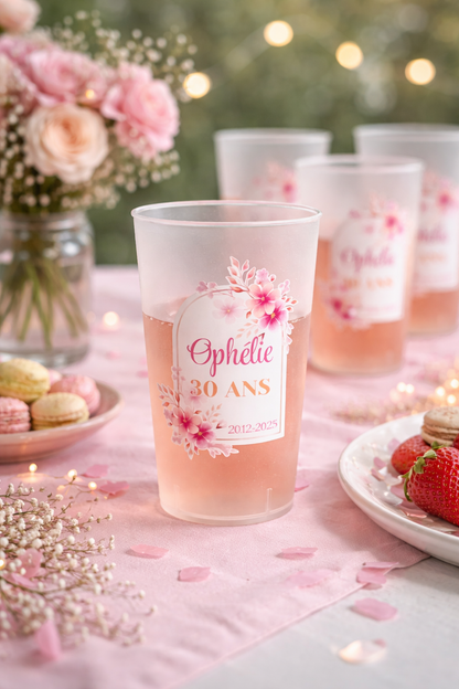 Gobelets Personnalisés Réutilisables pour Mariage, EVJF, Baptême, Anniversaire – Cadeaux Invités Écologiques et Uniques