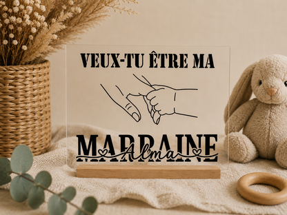 Plaque Plexiglas Personnalisée – Demande Marraine ou Parrain