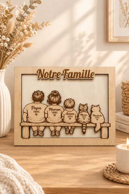 Cadre Famille Personnalisé en Bois – Cadeau Mamie, Papy, Famille & Petits-Enfants