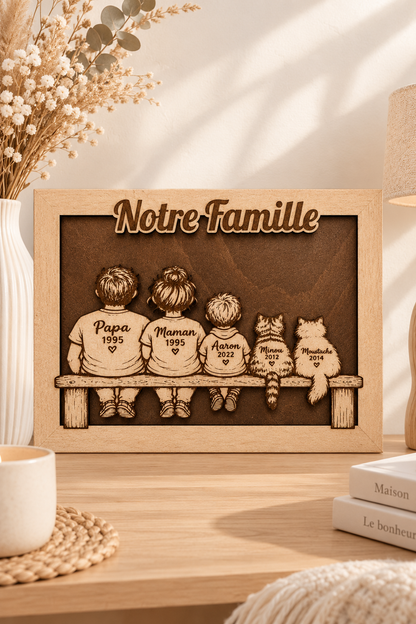 Cadre Famille Personnalisé en Bois – Cadeau Mamie, Papy, Famille & Petits-Enfants