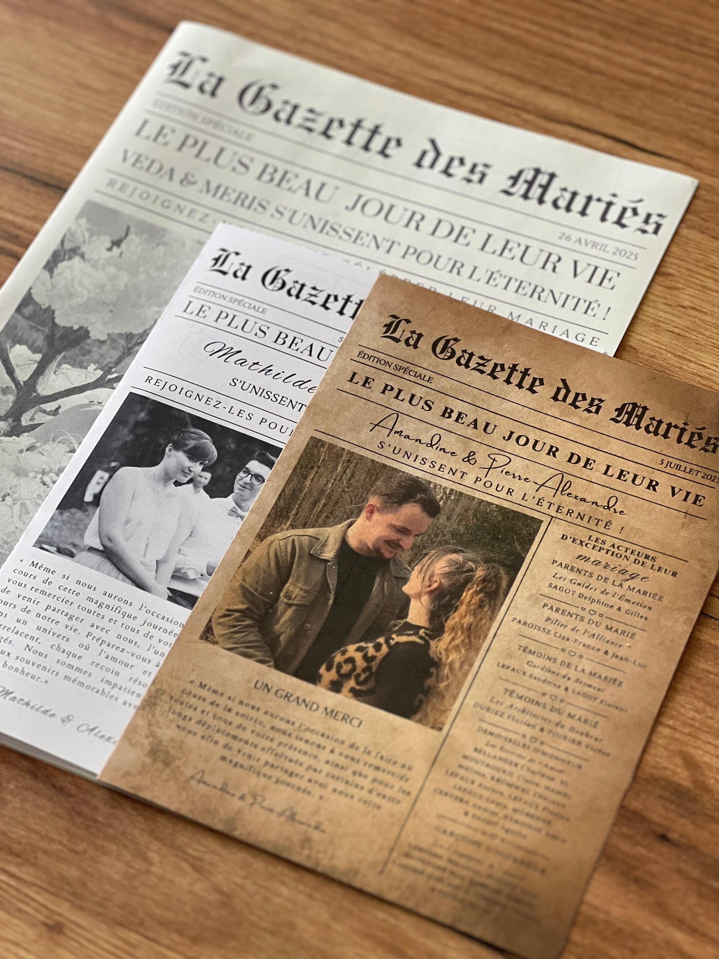 Gazette de mariage papier recycle format A4 plie