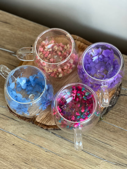 Tasse Double Paroi Personnalisée avec Fleurs Séchées