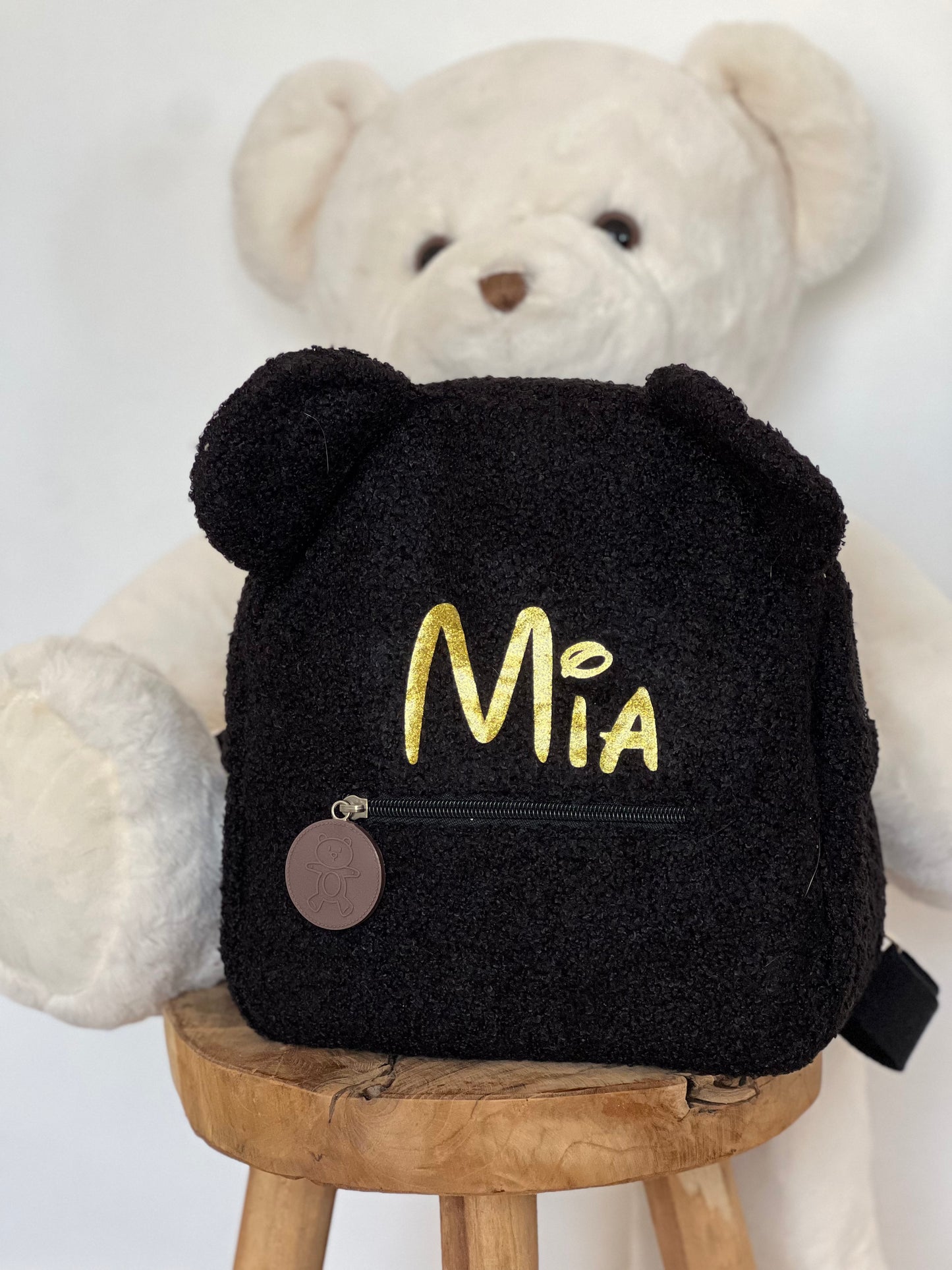 Sac à dos Ourson Teddy noir personnalisé au prénom/dessin préféré de votre enfant, sac à dos personnalisé, sac à dos enfant maternelle