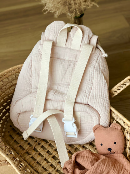 Sac à dos bébé personnalisé en gaze de coton – Flocage ou broderie