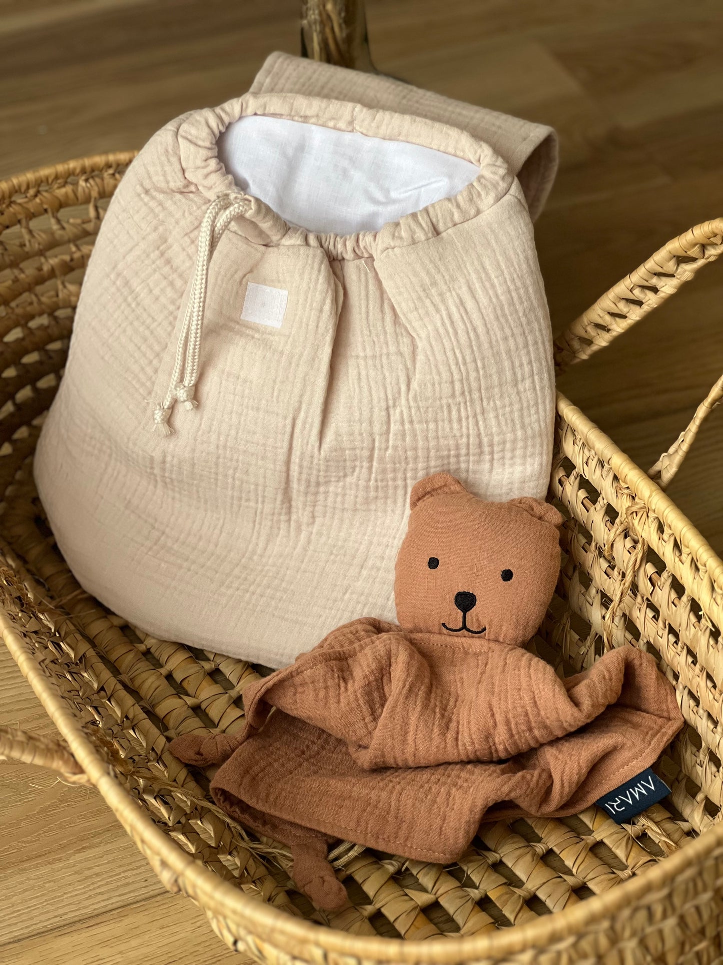 Sac à dos bébé personnalisé en gaze de coton – Flocage ou broderie