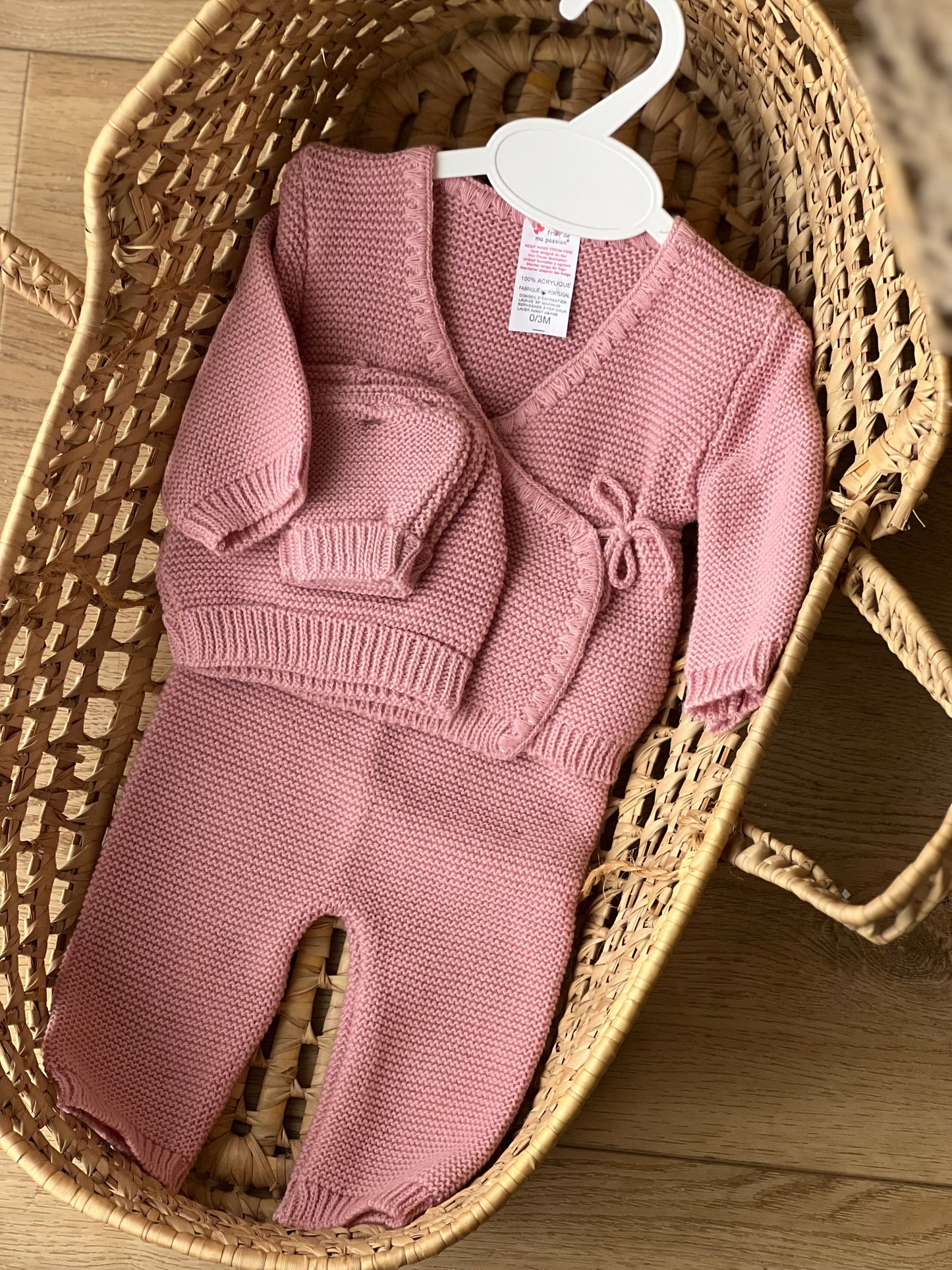 Ensemble tricot naissance personnalisé 0/3 mois – Flocage ou broderie