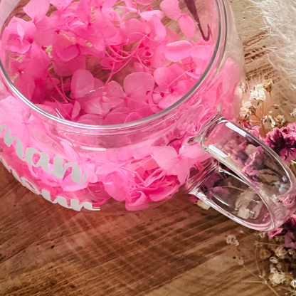 Tasse Double Paroi Personnalisée avec Fleurs Séchées