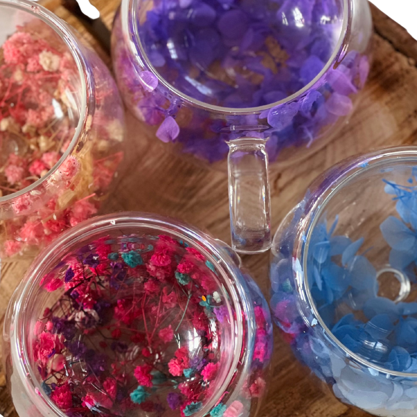 Tasse Double Paroi Personnalisée avec Fleurs Séchées