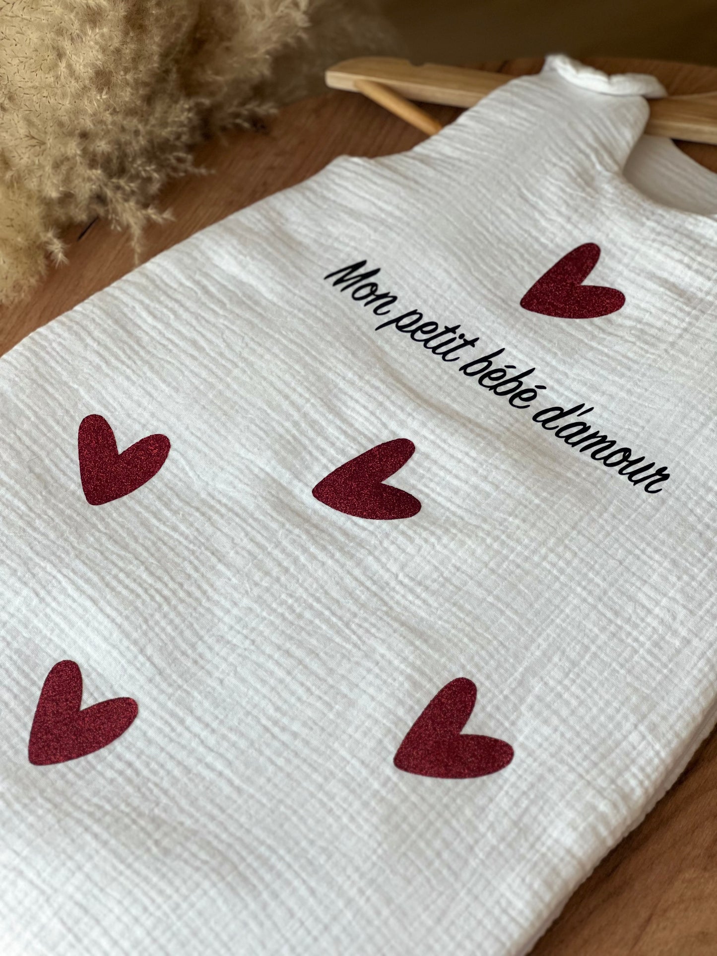 Gigoteuse cœur en gaze de coton personnalisée