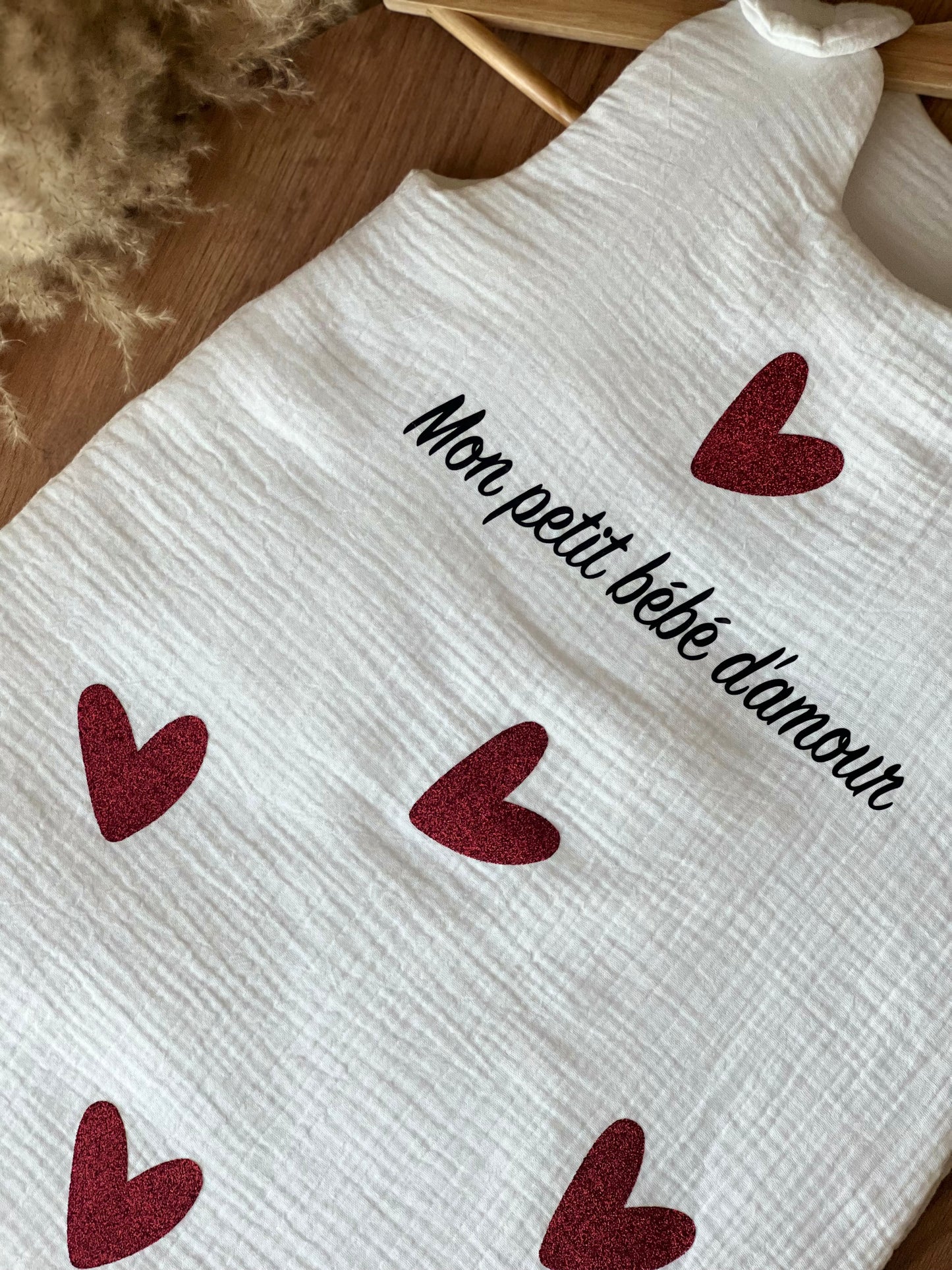 Gigoteuse cœur en gaze de coton personnalisée