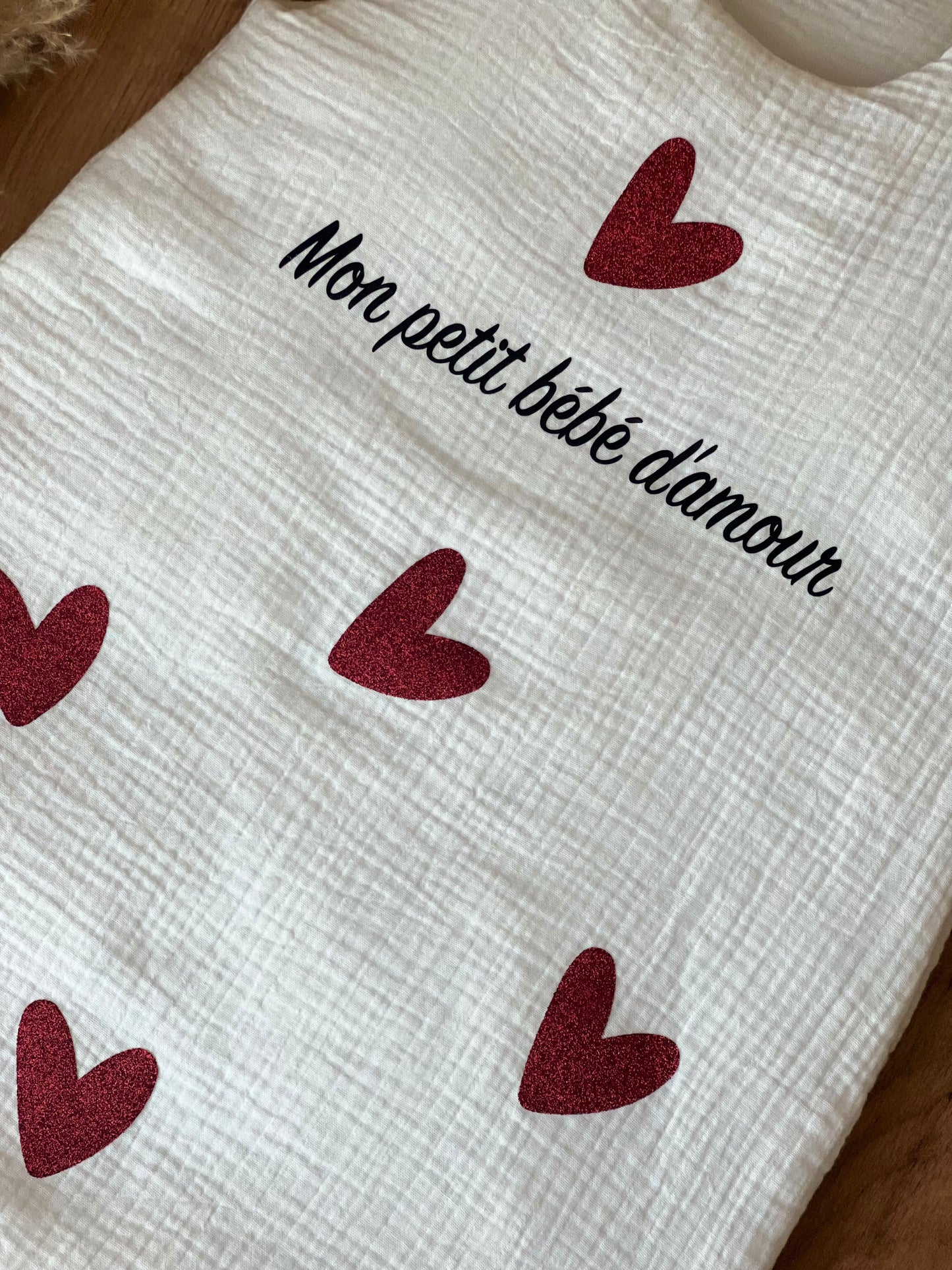 Gigoteuse cœur en gaze de coton personnalisée