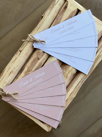Menu en éventail personnalisé – Mariage, baptême, communion…