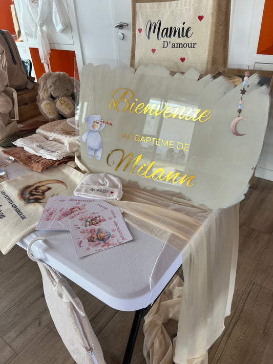 Panneau de bienvenue personnalisé - Mariage, baptême, anniversaire & plus