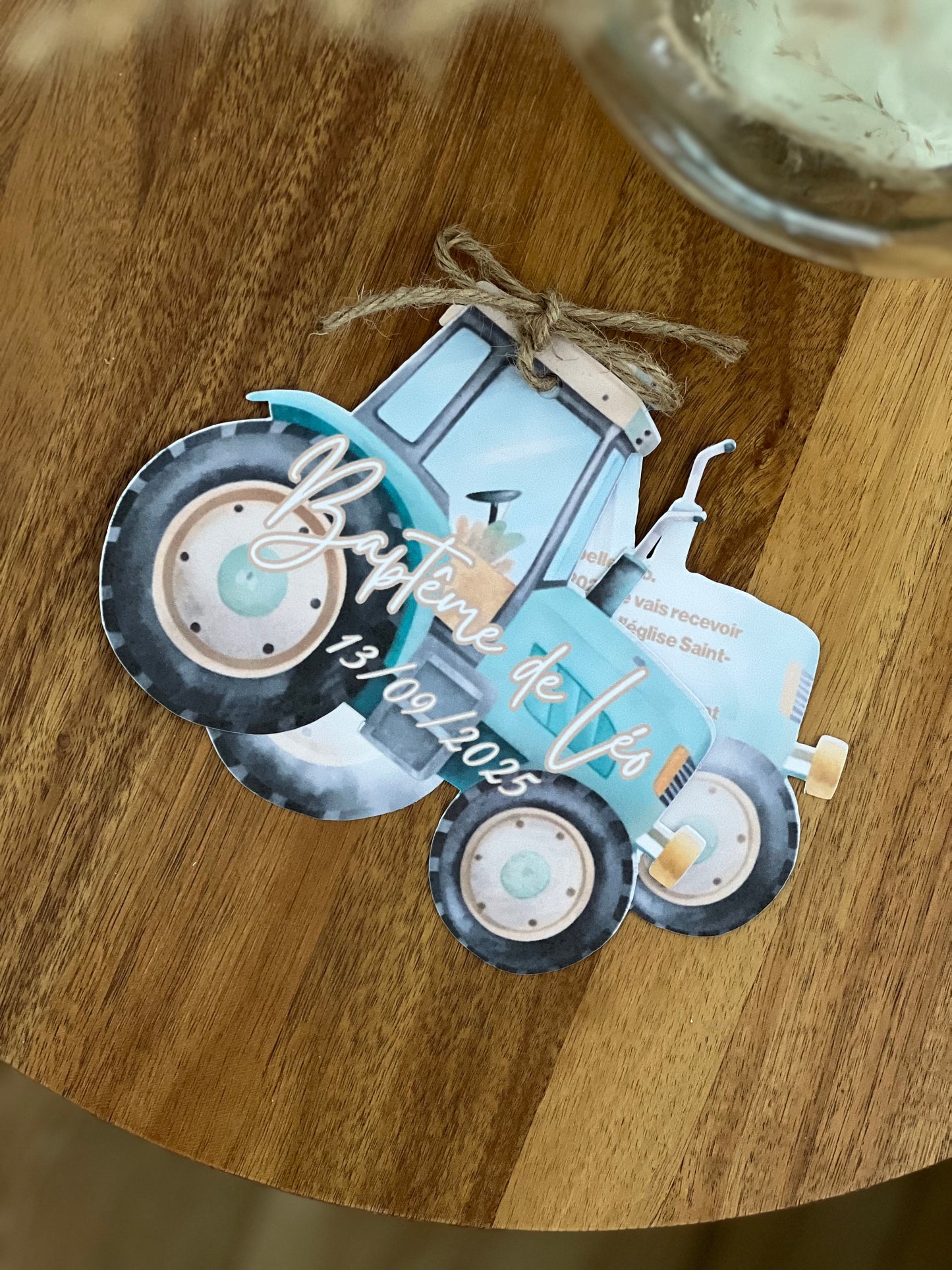 Faire-part tracteur sur-mesure avec découpe – Forme au choix (ourson, papillon, nuage…)