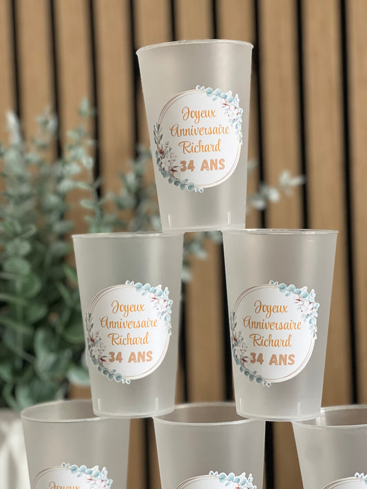 Gobelets Personnalisés Réutilisables pour Mariage, EVJF, Baptême, Anniversaire – Cadeaux Invités Écologiques et Uniques